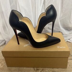 Christian Louboutin Hot Chick 100 Black Nappa with Casali Mirror Soles 37.5